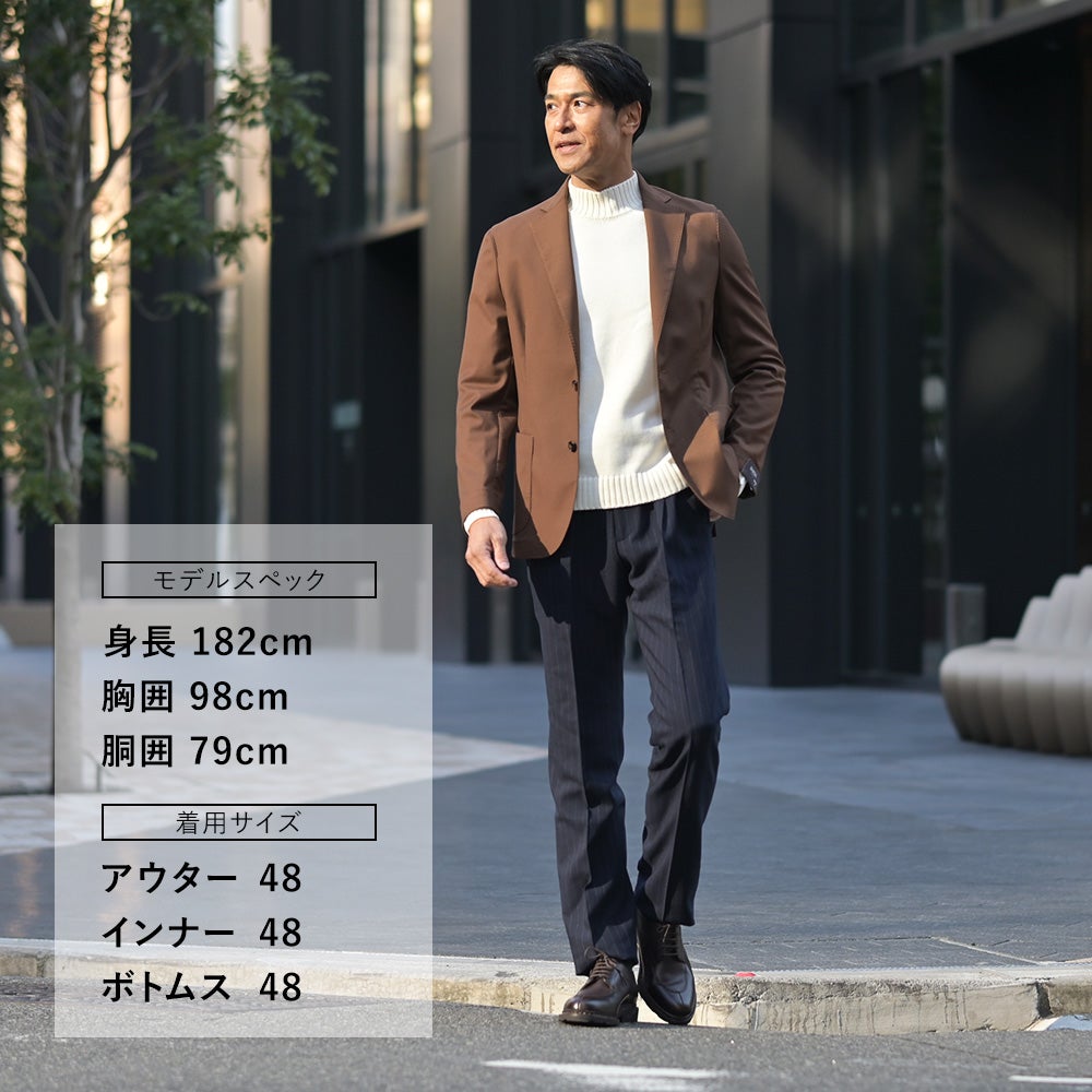 バルバBARBAシャツジャケットメンズシングル2つ釦EASY-J1ポリエステルレーヨンストレッチTR生地ブラウン茶系ノッチドラペルレギュラーフィットイタリア製国内正規品でらでら公式ブランド