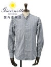 【preSALE!20%off】ジャンネットGIANNETTO長袖カジュアルシャツメンズシャンブレー生地ストライプ柄バンドカラーブルー×ホワイトスリムフィット製品洗い国内正規品でらでら公式ブランド