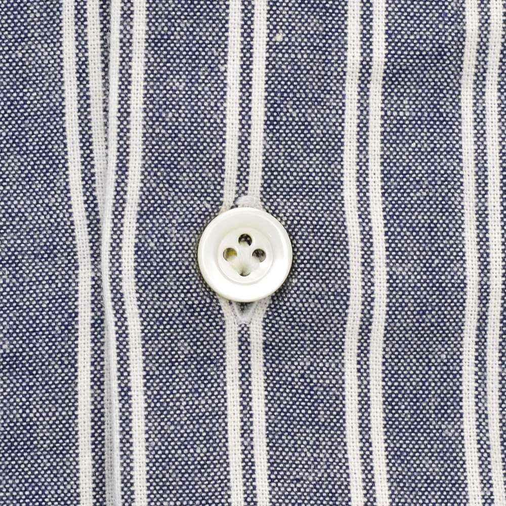 【preSALE!20%off】ジャンネットGIANNETTO長袖カジュアルシャツメンズシャンブレー生地ストライプ柄バンドカラーブルー×ホワイトスリムフィット製品洗い国内正規品でらでら公式ブランド