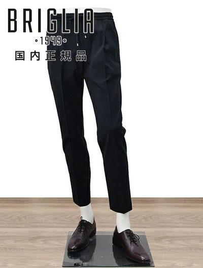 【preSALE!20%off】ブリリアBRIGLIA1949イージースラックスメンズWIMBLEDONSテーパードシルエットゴムウエスト&ドローコードネイビーウールポリ国内正規品でらでら公式ブランド