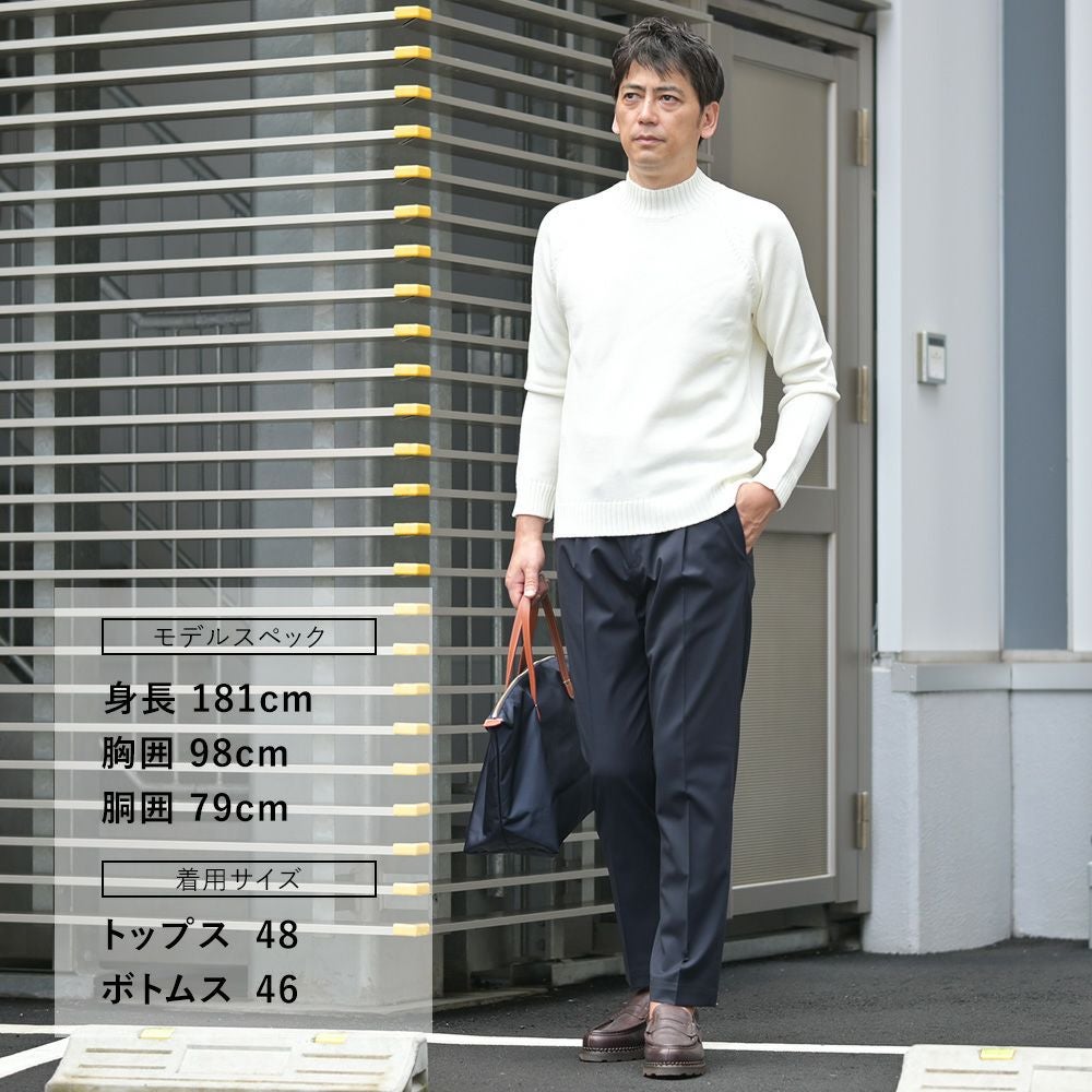 【preSALE!20%off】ブリリアBRIGLIA1949イージースラックスメンズWIMBLEDONSテーパードシルエットゴムウエスト&ドローコードネイビーウールポリ国内正規品でらでら公式ブランド