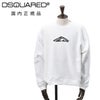 【preSALE!20%off】ディースクエアードDSQUARED2長袖トレーナーメンズスウェットシャツクルーネック裏起毛ホワイト白ICONロゴプリントコットンポリ素材レギュラーフィット国内正規品でらでら公式ブランド