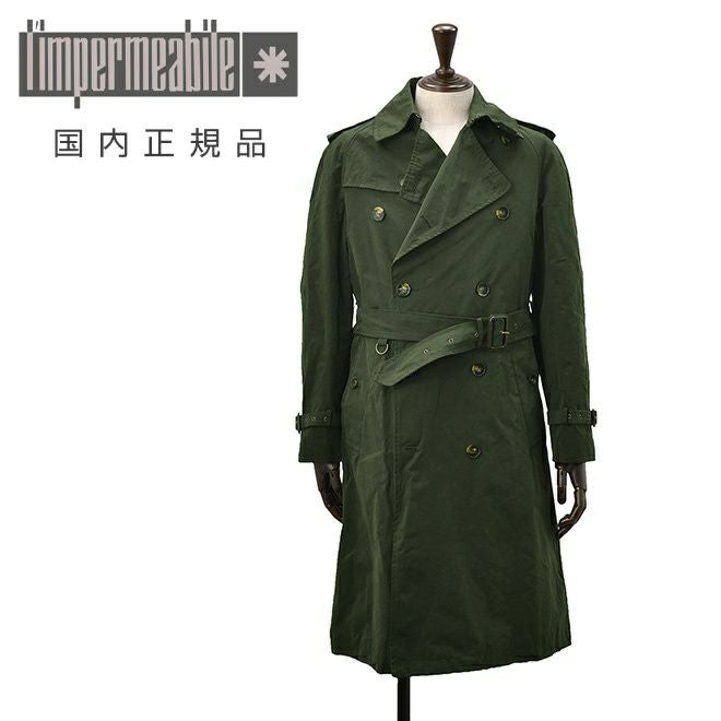 【preSALE!20%off】リンペルメアビレl’impermeabileトレンチコートメンズロング丈アウターダブルブレストピーチコットン撥水加工ミリタリーグリーンラグランスリーブアンブレラヨークレギュラーフィット国内正規品でらでら公式ブランド