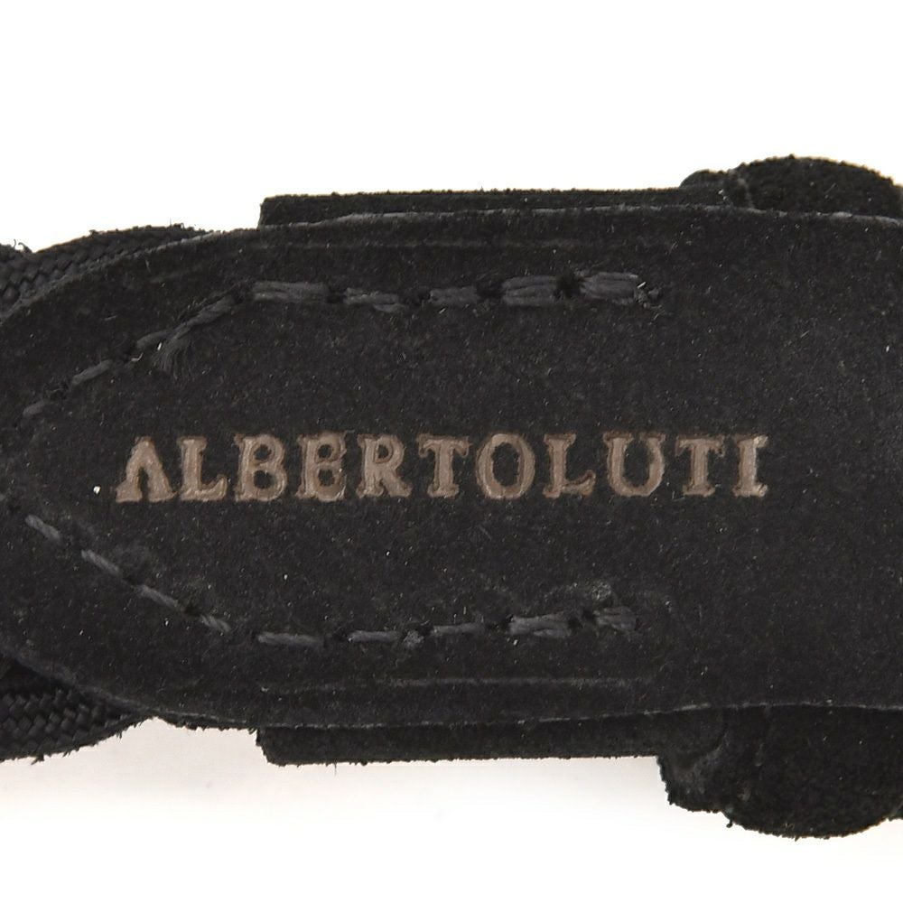 アルベルトルティALBERTOLUTIレザーメッシュベルトメンズカーフスエード裏面コーティングブラック黒25mm幅ブランド刻印真鍮バックル国内正規品でらでら公式ブランド
