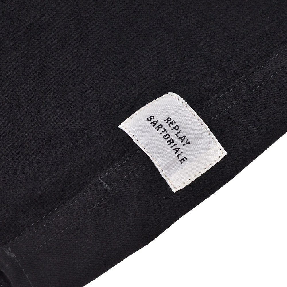 【preSALE!20%off】リプレイREPLAYCPOシャツジャケットメンズコットンブレンドシャツサルトリアーレブラック両胸フラップ付きポケットフレンチフロントボックスシルエット国内正規品でらでら公式ブランド