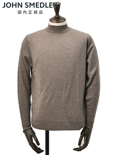ジョンスメドレーJOHNSMEDLEYモックネックニットメンズKILDAYハイゲージセーターメランジブラウン長袖メリノウール30ゲージMODERNFITモダンフィット国内正規品でらでら公式ブランド