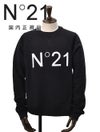 【preSALE!20%off】ヌメロヴェントゥーノN°21長袖トレーナーメンズスウェットシャツブランドロゴプリントブラック黒クルーネック仕様裏パイルラグランスリーブリラックスフィット国内正規品でらでら公式ブランド