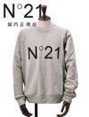 【preSALE!20%off】ヌメロヴェントゥーノN°21長袖トレーナーメンズスウェットシャツブランドロゴプリントグレークルーネック仕様裏パイルラグランスリーブリラックスフィット国内正規品でらでら公式ブランド