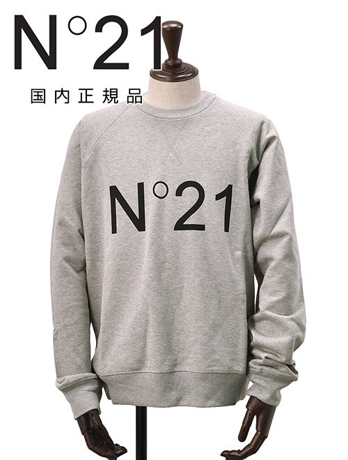【preSALE!20%off】ヌメロヴェントゥーノN°21長袖トレーナーメンズスウェットシャツブランドロゴプリントグレークルーネック仕様裏パイルラグランスリーブリラックスフィット国内正規品でらでら公式ブランド