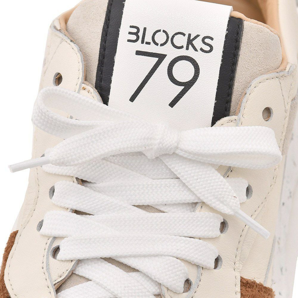 ブロックス79BLOCKS79スニーカーメンズレースアップシューズCOBIモデルナンバリングデザインホワイト×ブラウンスムースレザー×スエードレザーEｘtralightソールサスティナブル国内正規品でらでら公式ブランド