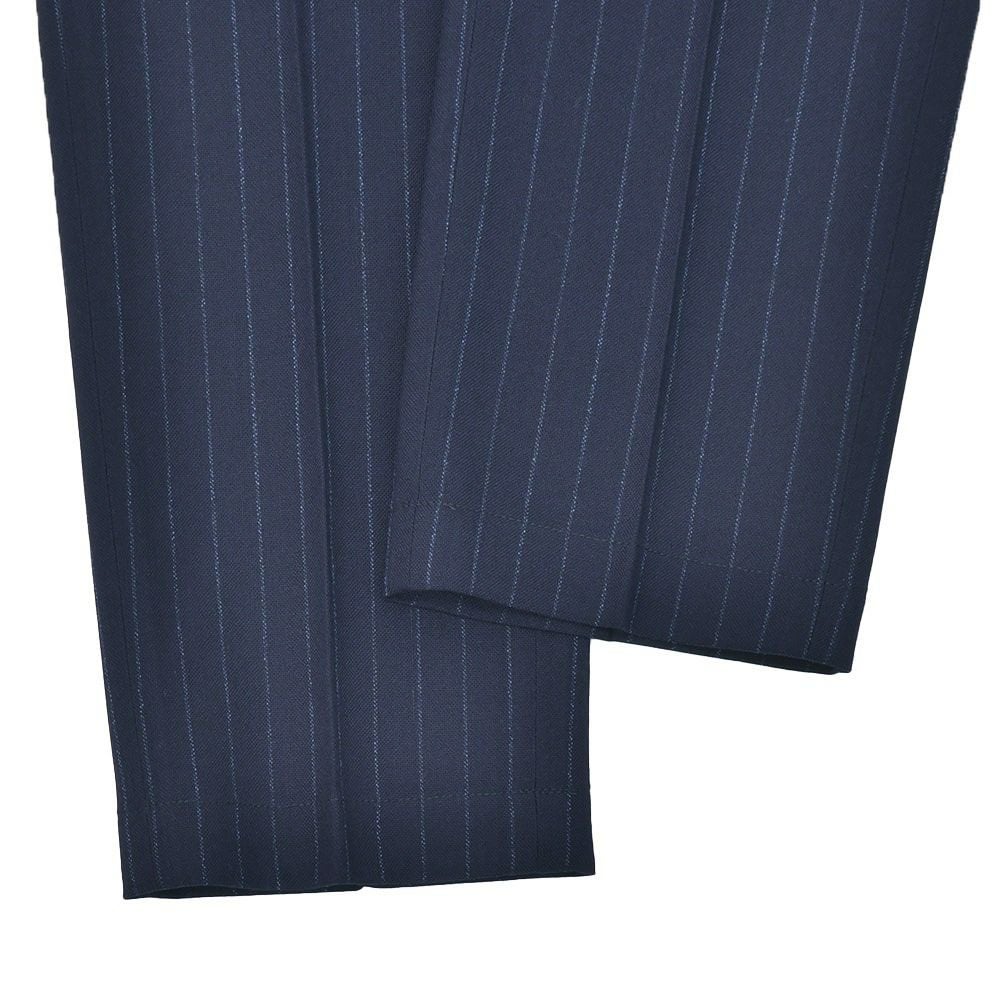 【preSALE!20%off】ベルウィッチBERWICHスラックスメンズBERTOベルトハイツイストウールネイビー×ブルー1プリーツシャーリング仕様チョークストライプ柄テーパードパンツ釦アジャスター調節国内正規品でらでら公式ブランド