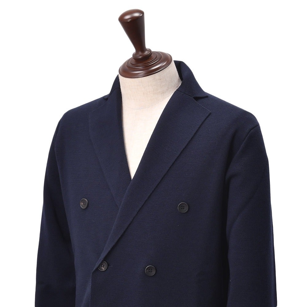 【preSALE!20%off】フィリッポデローレンティスFILIPPODELAURENTIISニットジャケットメンズ6つ釦ダブルブレストエクストラファインメリノウールネイビー紺長袖ノッチドラペルハイゲージカーディガン国内正規品でらでら公式ブランド