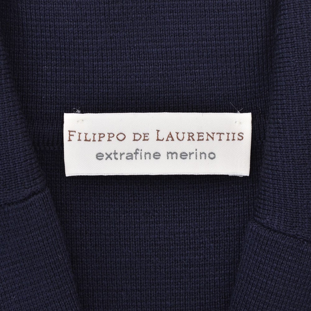 【preSALE!20%off】フィリッポデローレンティスFILIPPODELAURENTIISニットジャケットメンズ6つ釦ダブルブレストエクストラファインメリノウールネイビー紺長袖ノッチドラペルハイゲージカーディガン国内正規品でらでら公式ブランド