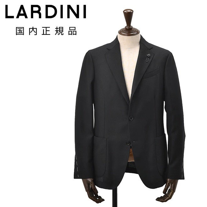 ラルディーニLARDINIウールホップサックジャケットメンズ段返り3つ釦ウールブラック黒ブート二エール付アンフィニッシュ袖ボタン付け代金込み国内正規品でらでら公式ブランド