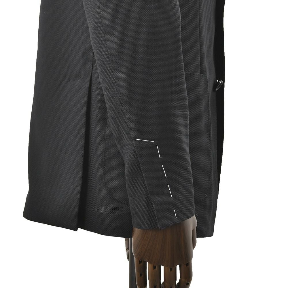 ラルディーニLARDINIウールホップサックジャケットメンズ段返り3つ釦ウールブラック黒ブート二エール付アンフィニッシュ袖ボタン付け代金込み国内正規品でらでら公式ブランド