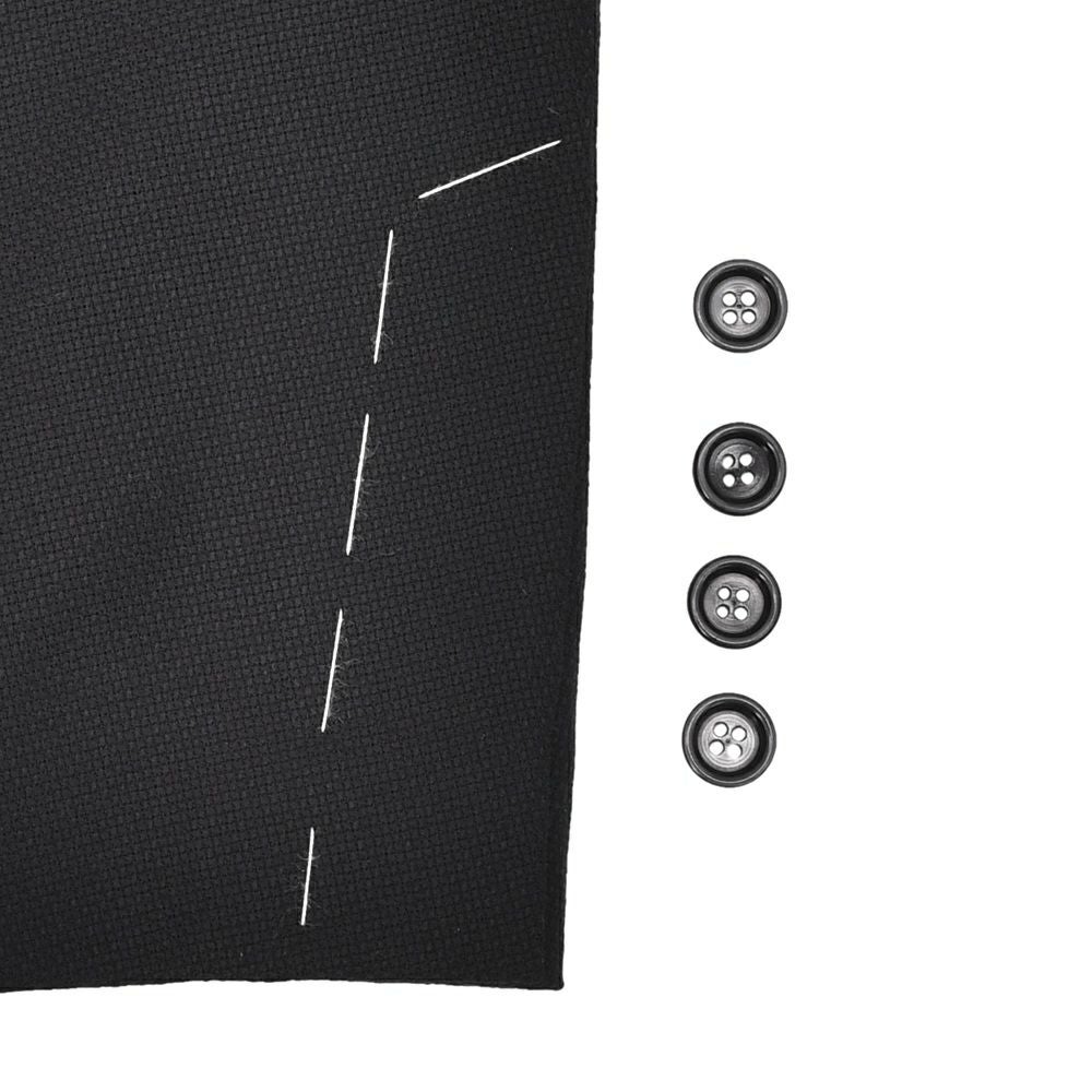 ラルディーニLARDINIウールホップサックジャケットメンズ段返り3つ釦ウールブラック黒ブート二エール付アンフィニッシュ袖ボタン付け代金込み国内正規品でらでら公式ブランド