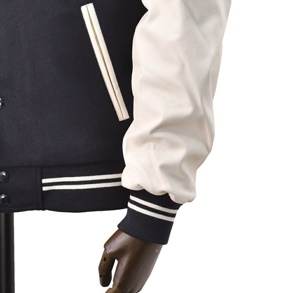 【preSALE!20%off】リプレイREPLAYスタジャンメンズ中綿バーシティージャケットメルトンウール混紡生地異素材切替えデザインネイビー紺レタリングロゴレギュラーフィット国内正規品でらでら公式ブランド