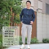 コンションキネットCONCHONQUINETTEヘンリーネックメンズスウェット生地ネイビー紺オーガニックコットンボックスシルエット国内正規品でらでら公式ブランド