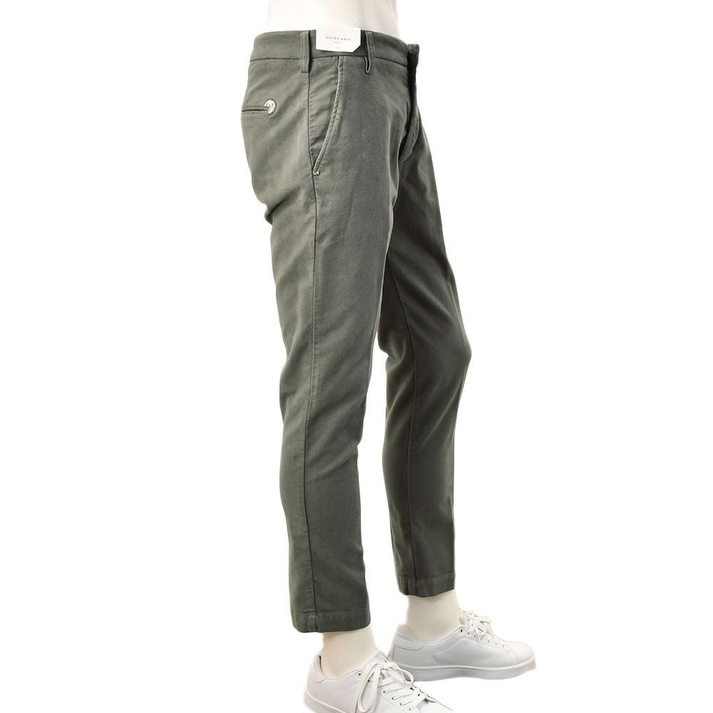 【preSALE!20%off】アントレアミENTREAMISコットンパンツモールスキンメンズ8188モデルダークグレークロップド丈スリムテーパードシルエットストレッチ国内正規品でらでら公式ブランド