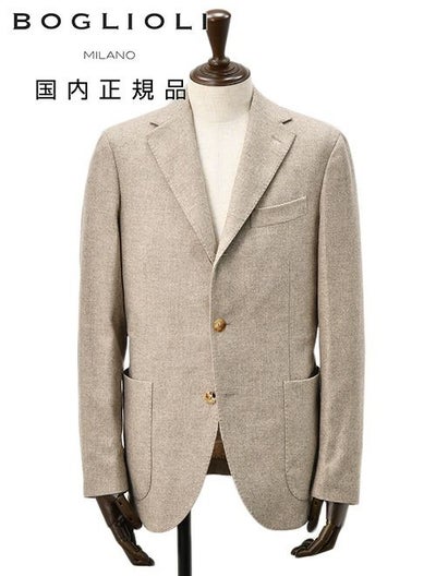 ボリオリBOGLIOLIシングルジャケットメンズDOVERドーバー段返り3つ釦フロントグレージュウール混生地ノッチドラペルアンフィニッシュ袖ボタン付け代金込み国内正規品でらでら公式ブランド