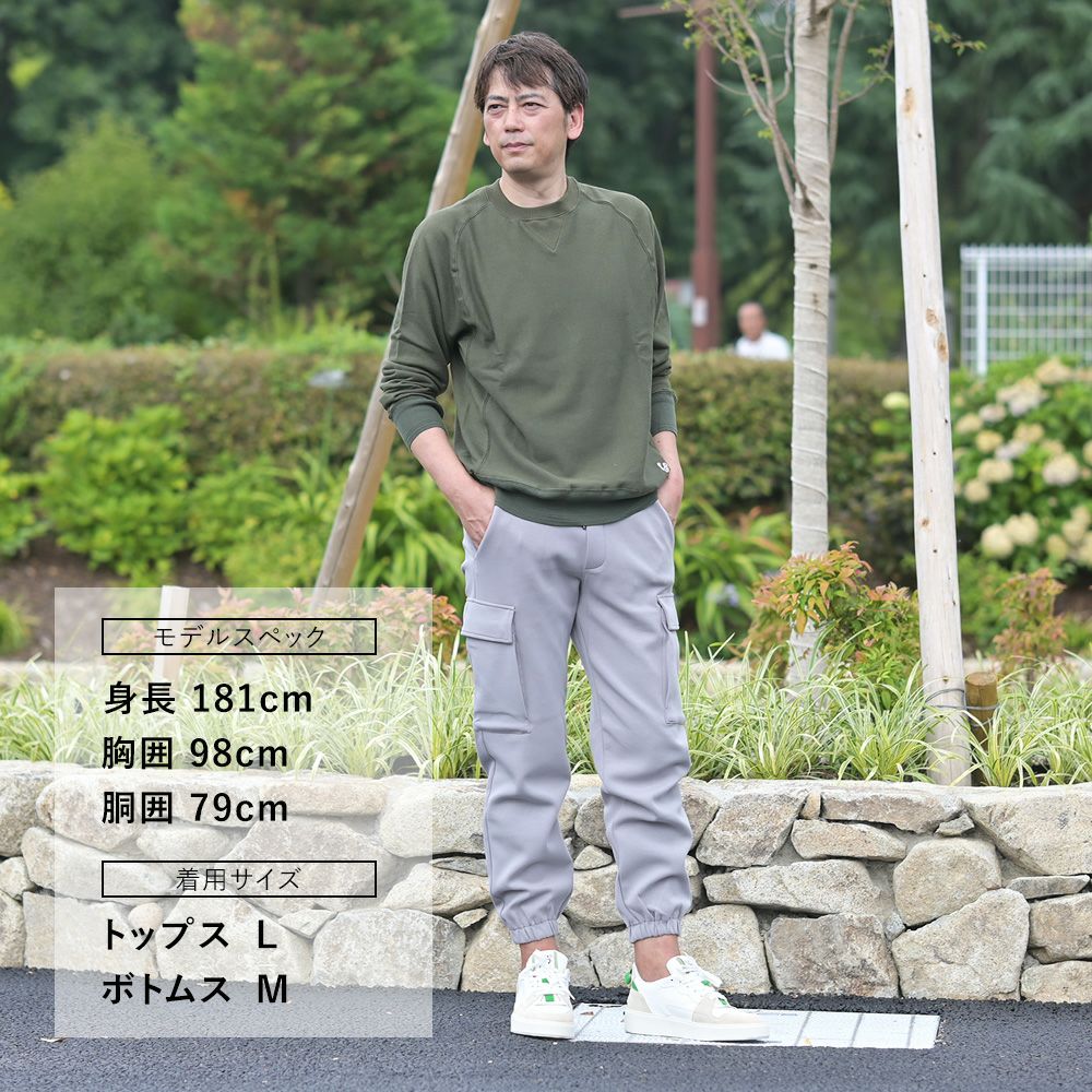 コンションキネットCONCHONQUINETTE長袖トレーナーメンズスウェットシャツカーキオーガニックコットンフリーダムスリーブ裏パイルアイコンパッチ国内正規品でらでら公式ブランド