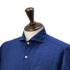 ジャンネットGIANNETTO長袖カジュアルシャツメンズリネンコットン生地ヴィンチフィットVINCIFITダークブルーホリゾンタル襟イタリア製国内正規品でらでら公式ブランド
