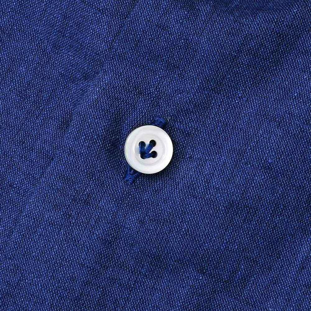 ジャンネットGIANNETTO長袖カジュアルシャツメンズリネンコットン生地ヴィンチフィットVINCIFITダークブルーホリゾンタル襟イタリア製国内正規品でらでら公式ブランド