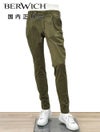 ベルウィッチBERWICHコットンパンツメンズモレッロJMORELLOチノスラックスツイル生地オリーブグリーンノープリーツ3点留めフロントガーメントダイブランドロゴ刺繍国内正規品でらでら公式ブランド