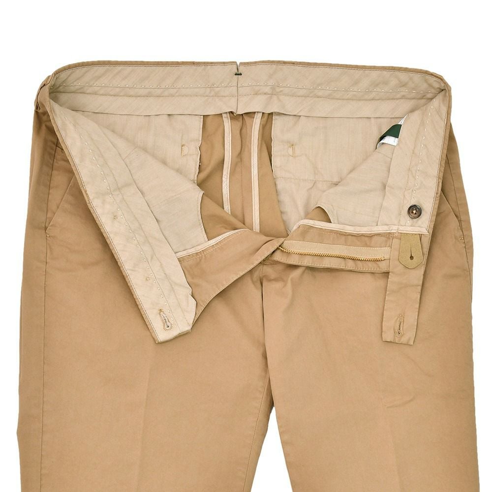 ベルウィッチBERWICHコットンパンツメンズモレッロJMORELLOチノスラックスツイル生地ライトブラウンノープリーツ3点留めフロントガーメントダイブランドロゴ刺繍国内正規品でらでら公式ブランド