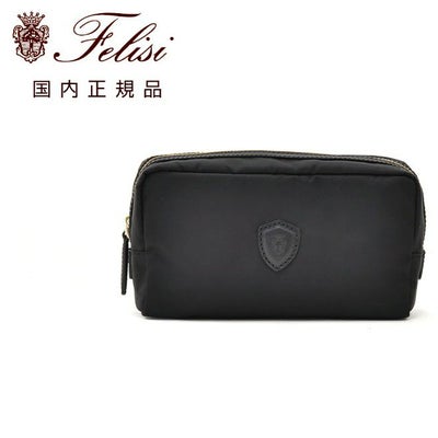 フェリージfelisiナイロンポーチ282/1/DSレザーコンビスクエア型ブラックコンパクト軽量ブランドエンブレムユニセックスギフト贈り物国内正規品でらでら公式ブランド