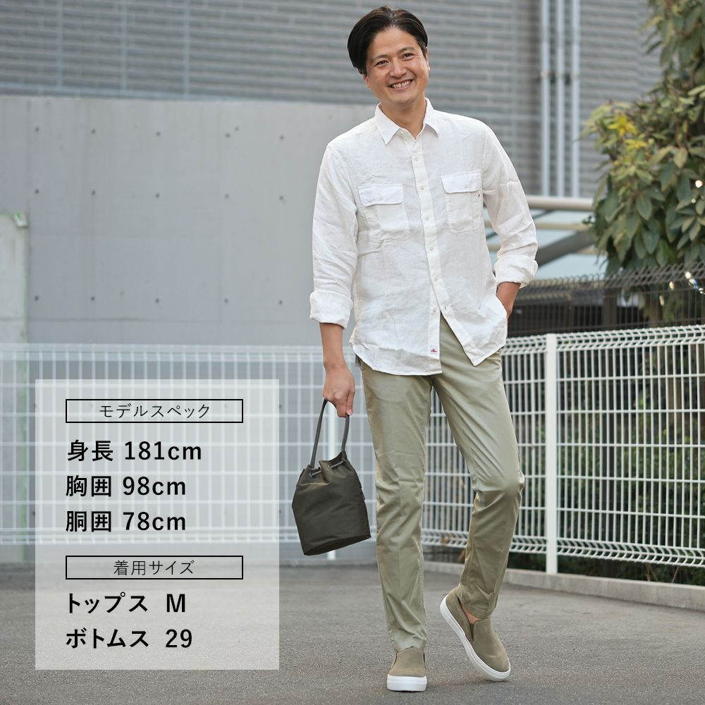 【preSALE!20%off】リプレイREPLAY長袖カジュアルシャツメンズリネン生地CPO型ガーメントダイホワイト白フラップ付き胸ポケットブランドタグレギュラーフィット国内正規品でらでら公式ブランド