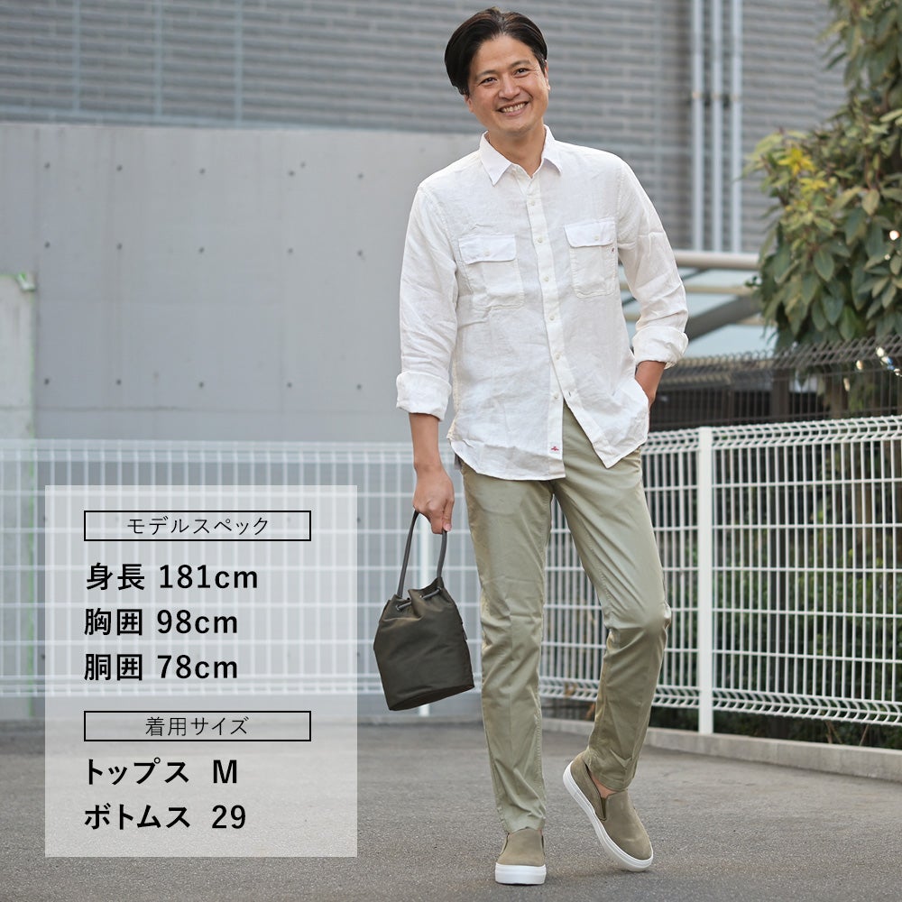 【preSALE!20%off】リプレイREPLAY長袖カジュアルシャツメンズリネン生地CPO型ガーメントダイホワイト白フラップ付き胸ポケットブランドタグレギュラーフィット国内正規品でらでら公式ブランド