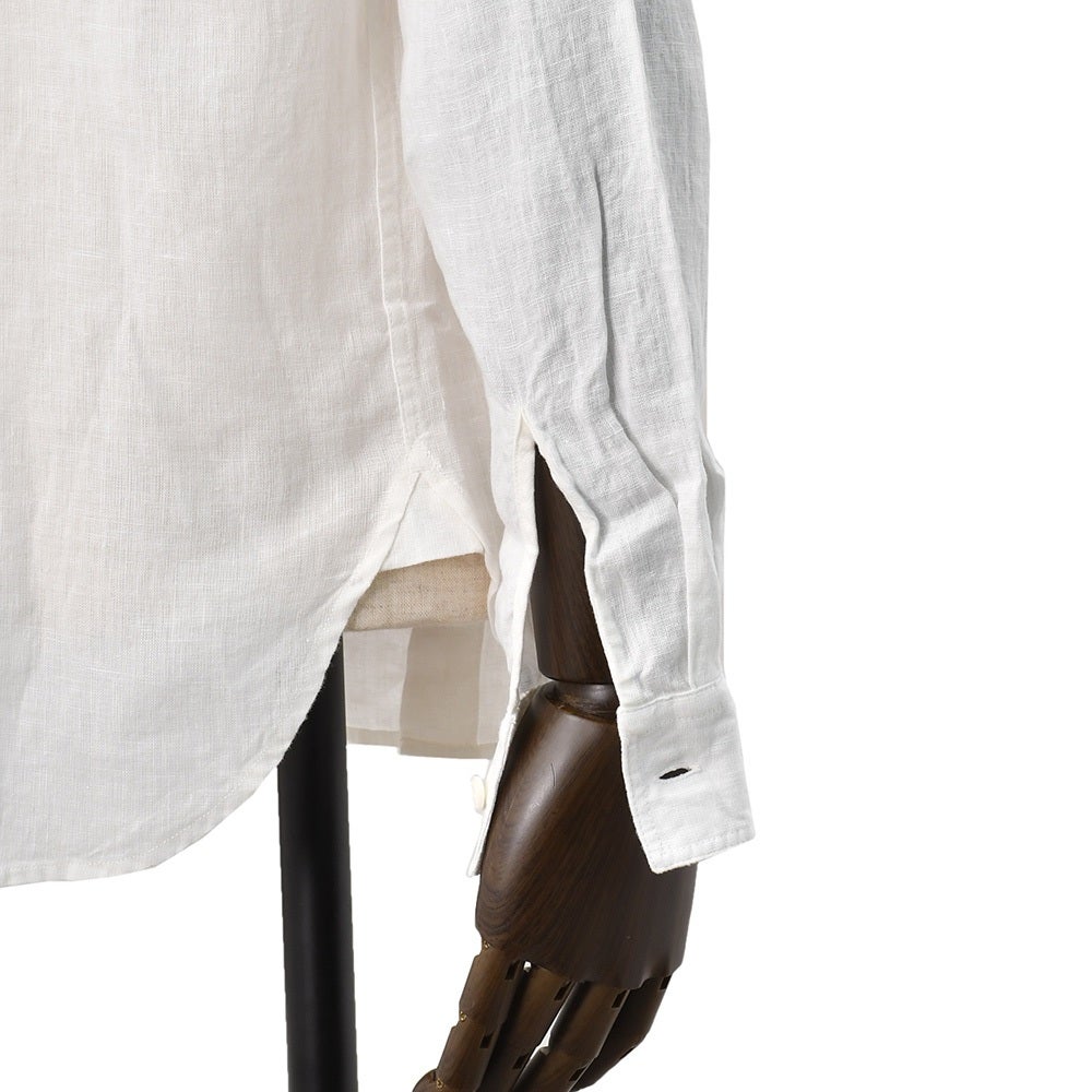 【preSALE!20%off】リプレイREPLAY長袖カジュアルシャツメンズリネン生地CPO型ガーメントダイホワイト白フラップ付き胸ポケットブランドタグレギュラーフィット国内正規品でらでら公式ブランド