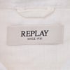 【preSALE!20%off】リプレイREPLAY長袖カジュアルシャツメンズリネン生地CPO型ガーメントダイホワイト白フラップ付き胸ポケットブランドタグレギュラーフィット国内正規品でらでら公式ブランド