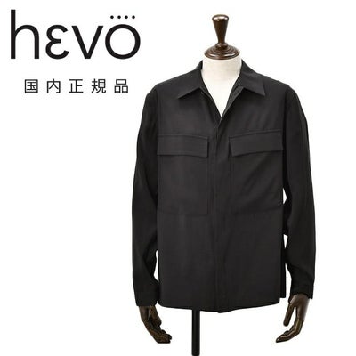 【preSALE!20%off】イーヴォHEVOシャツアウターメンズワークブルゾンSPECCHIOLLAスペッキオッラヴィスコースブラック黒袖内側ゴム仕様レギュラーフィット薄手国内正規品でらでら公式ブランド