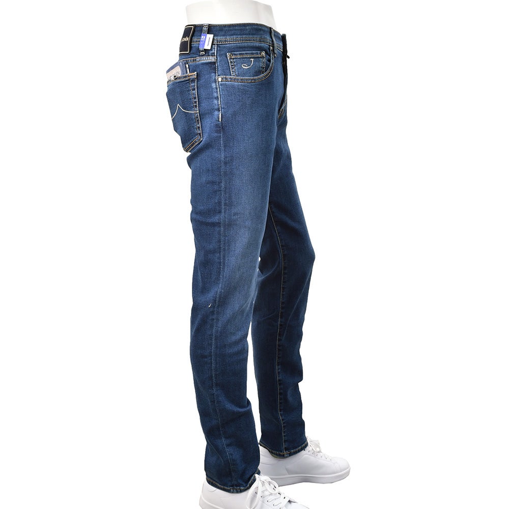 【preSALE!20%off】ヤコブコーエンJACOBCOHENデニムパンツメンズストレッチジーンズBARDバードモデルインディゴウォッシュスリムストレートハラコバックパッチヴィンテージ加工国内正規品でらでら公式ブランド