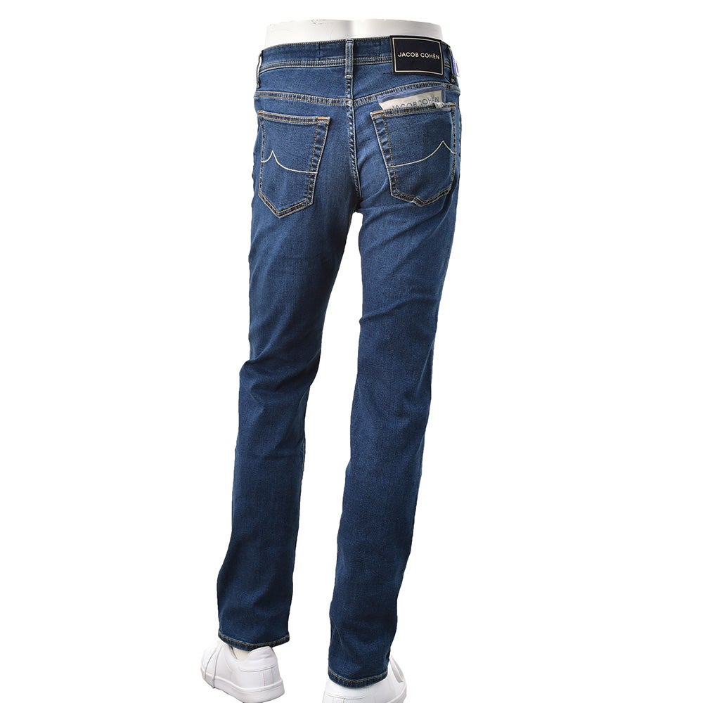 【preSALE!20%off】ヤコブコーエンJACOBCOHENデニムパンツメンズストレッチジーンズBARDバードモデルインディゴウォッシュスリムストレートハラコバックパッチヴィンテージ加工国内正規品でらでら公式ブランド