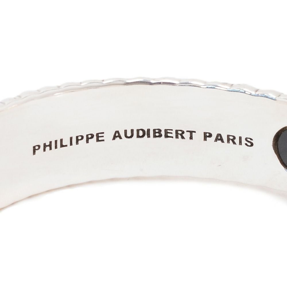 フィリップオーディベールPHILIPPEAUDIBERTバングルメンズFillanlaitonボタニカルモチーフ&ブラックパーツ真鍮ブレスレットシルバーメッキアクセサリーブランド刻印フランス製国内正規品でらでら公式ブランド