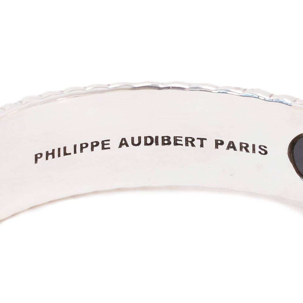 フィリップオーディベールPHILIPPEAUDIBERTバングルメンズFillanlaitonボタニカルモチーフ&ブラックパーツ真鍮ブレスレットシルバーメッキアクセサリーブランド刻印フランス製国内正規品でらでら公式ブランド