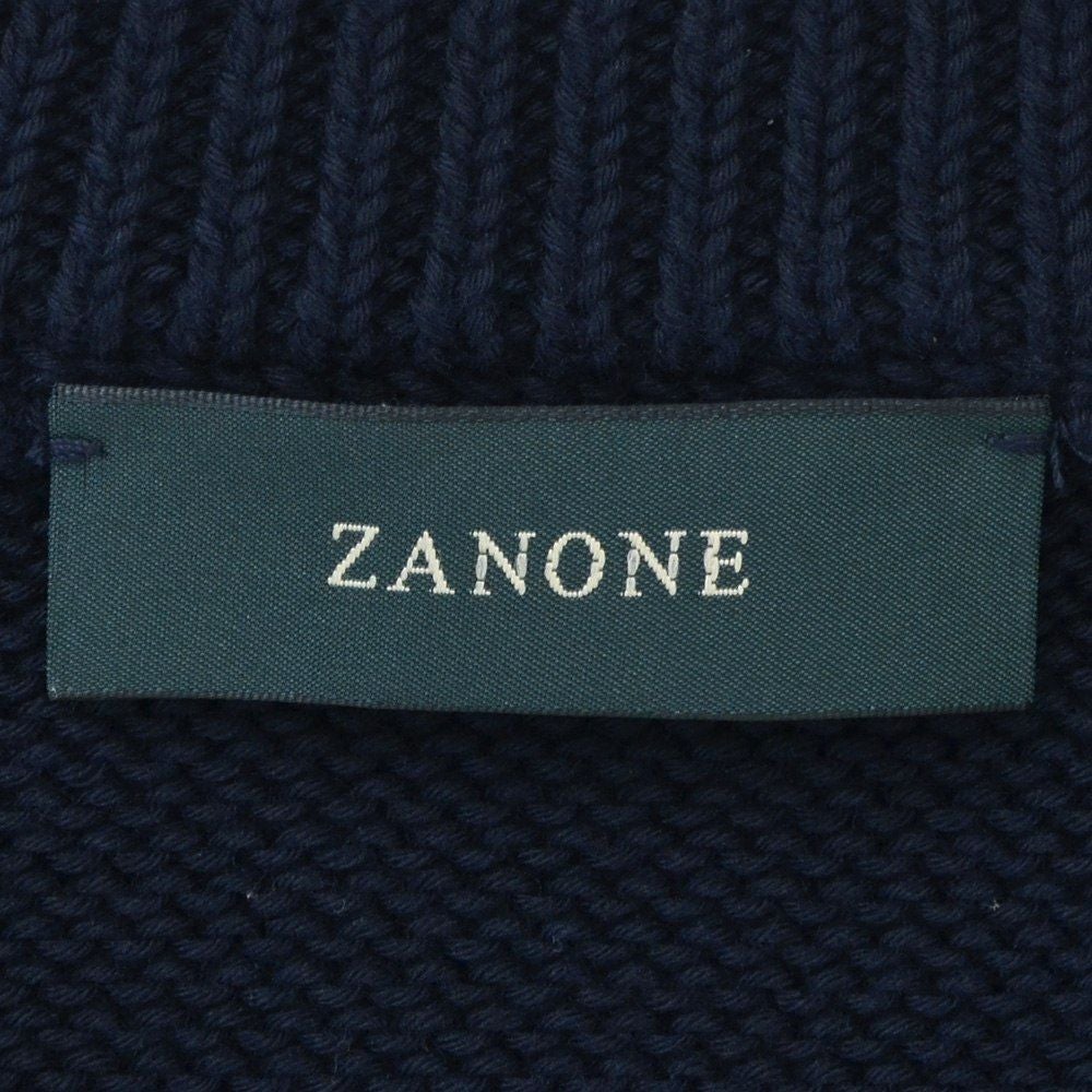 【preSALE!20%off】ザノーネZANONEクルーネックニットメンズGIROミドルゲージソフトコットンネイビー紺5ゲージニットウェア810104-ZN392国内正規品でらでら公式ブランド