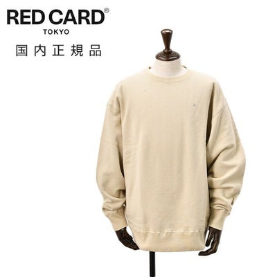 【preSALE!20%off】レッドカードトーキョーREDCARDTOKYO長袖トレーナーメンズスウェットChampモデルベージュ裏パイル仕様ロゴ刺繍ドロップショルダーオーバーサイズ国内正規品でらでら公式ブランド