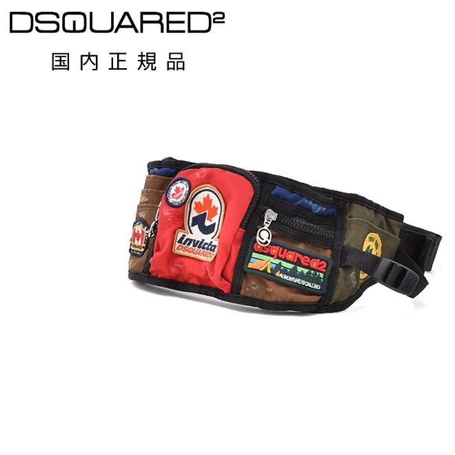 【preSALE!20%off】ディースクエアードDSQUARED2ボディバッグメンズINVICTAインヴィクタコラボポリエステルマルチカラー調節可能ベルトワッペン国内正規品でらでら公式ブランド
