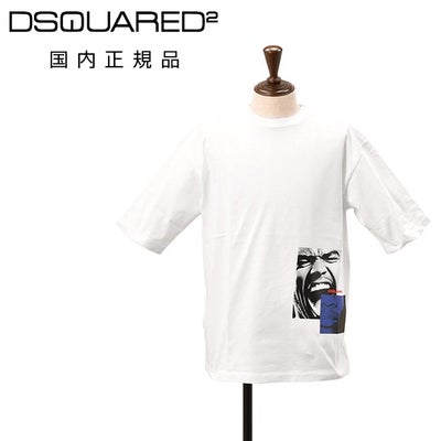 ディースクエアードDSQUARED2半袖Tシャツメンズクルーネックカットソーフォトグラフィックデザインホワイト白コットンジャージールーズフィット国内正規品でらでら公式ブランド