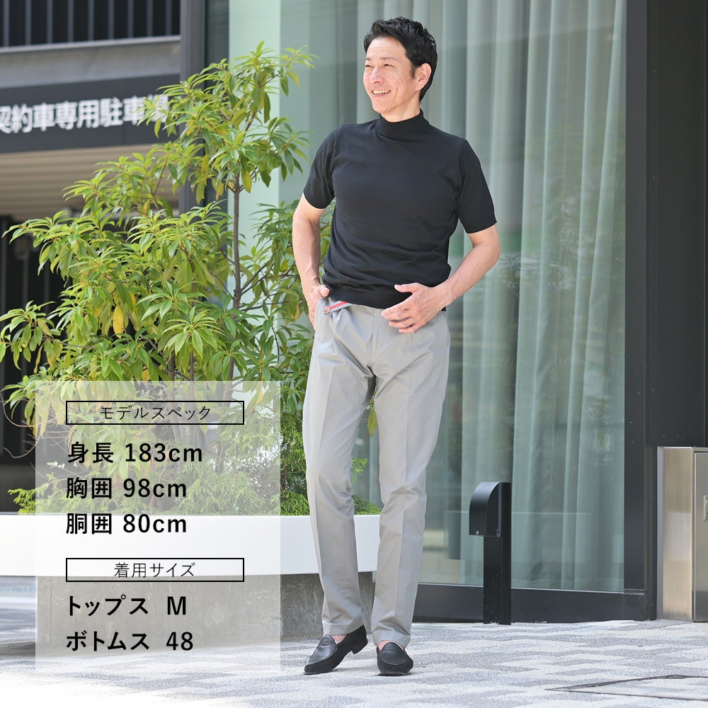 ジョンスメドレーJOHNSMEDLEYモックネックニットメンズ半袖ニットARBERシーアイランドコットン30ゲージブラック黒ハイゲージMODERNFIT国内正規品でらでら公式ブランド