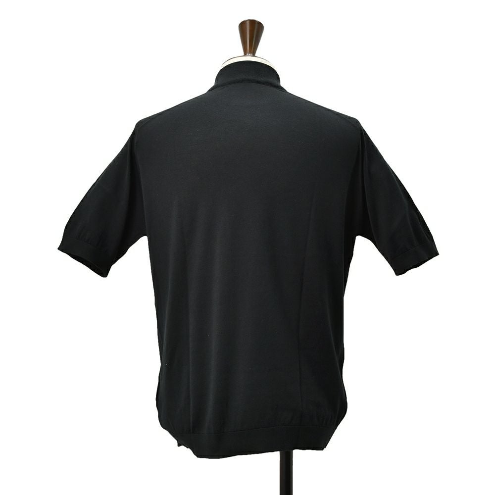 ジョンスメドレーJOHNSMEDLEYモックネックニットメンズ半袖ニットARBERシーアイランドコットン30ゲージブラック黒ハイゲージMODERNFIT国内正規品でらでら公式ブランド