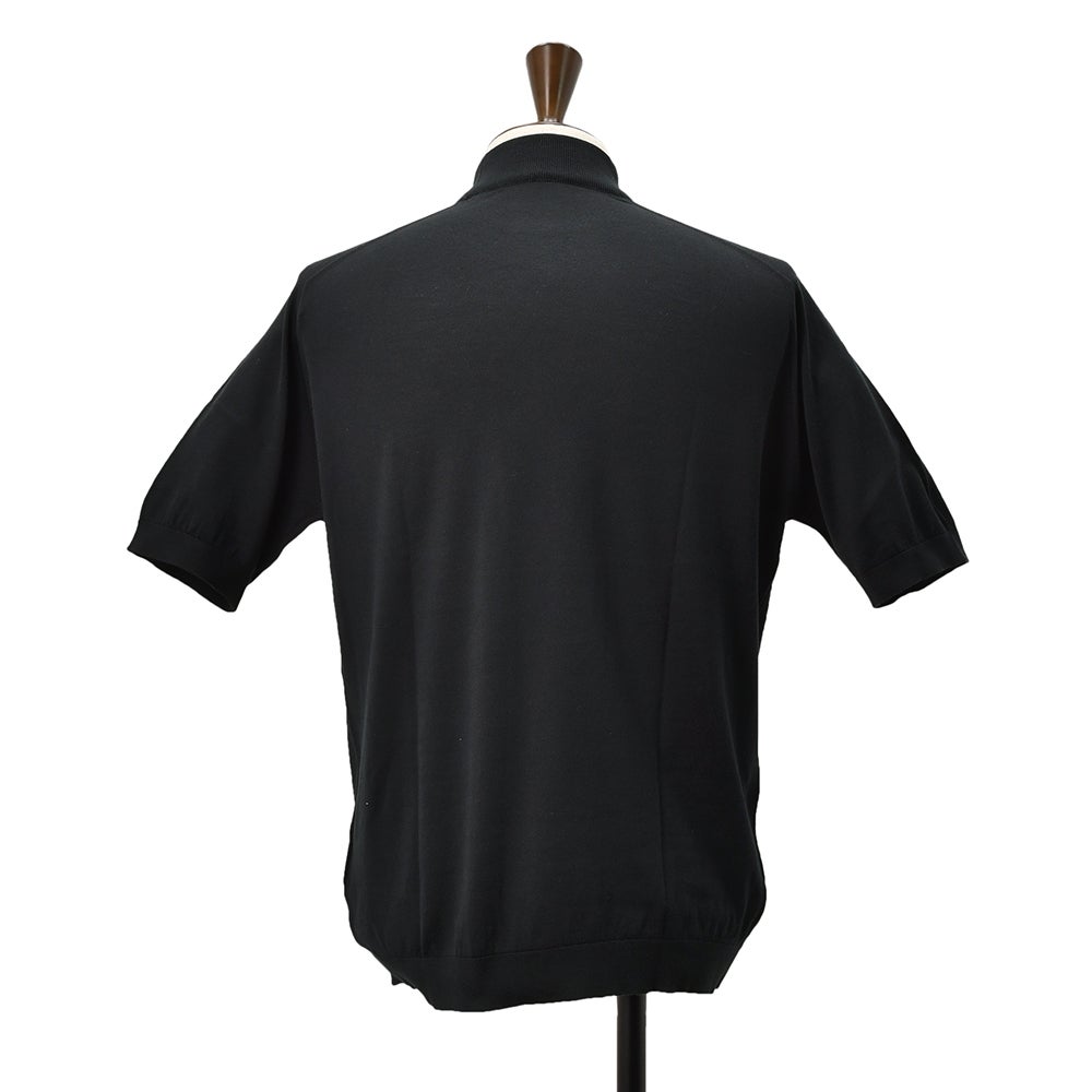 ジョンスメドレーJOHNSMEDLEYモックネックニットメンズ半袖ニットARBERシーアイランドコットン30ゲージブラック黒ハイゲージMODERNFIT国内正規品でらでら公式ブランド