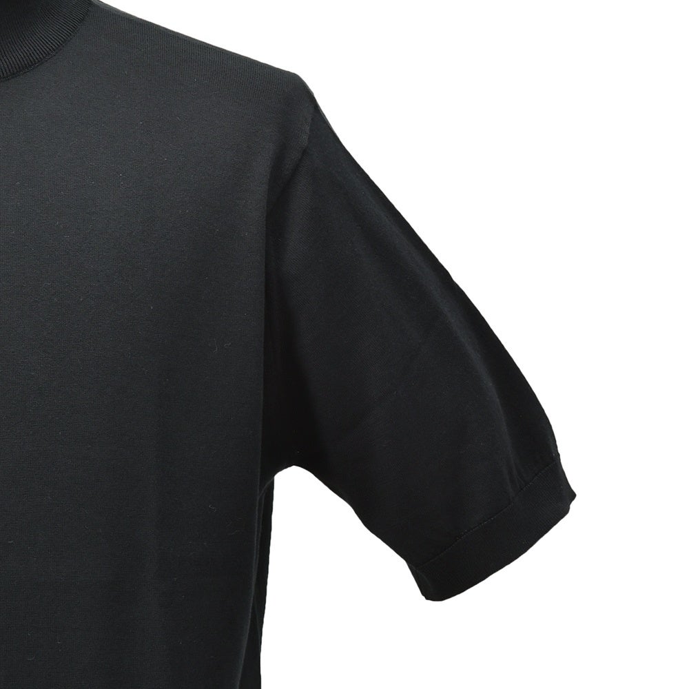 ジョンスメドレーJOHNSMEDLEYモックネックニットメンズ半袖ニットARBERシーアイランドコットン30ゲージブラック黒ハイゲージMODERNFIT国内正規品でらでら公式ブランド