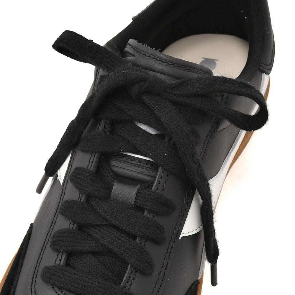 ディアドラDIADORAレザースニーカーメンズインドアシューズTRAINERトレーナーレースアップタイプブラック×ホワイトガムソールフォークドパッチ国内正規品でらでら公式ブランド