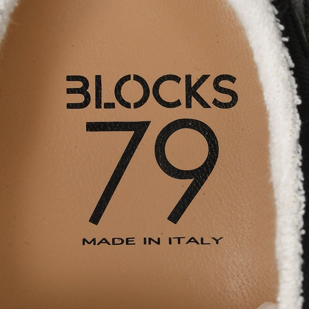 ブロックス79BLOCKS79レザースニーカーメンズレースアップシューズCOBIモデルブラックナンバリング風デザインブラック黒厚底ソール国内正規品でらでら公式ブランド