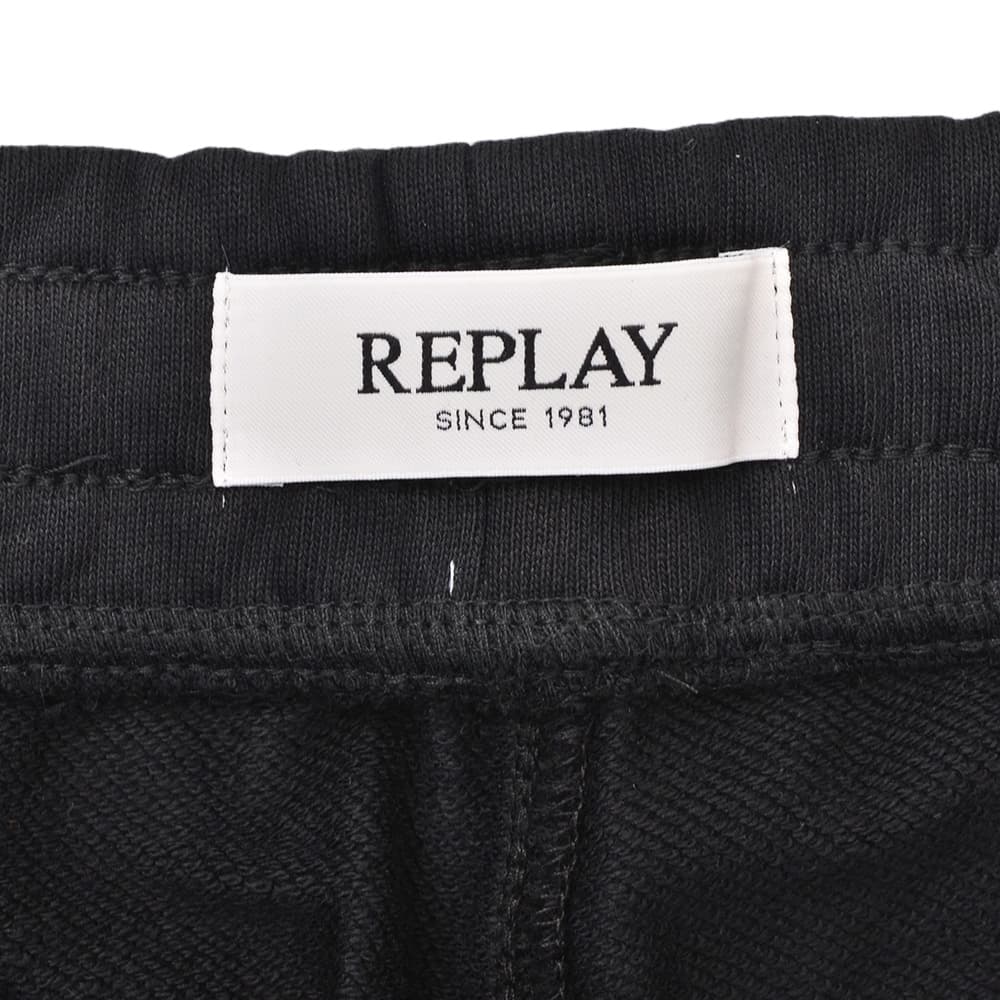 リプレイREPLAYイージーショーツメンズM9032ハーフパンツブラック黒コットンスウェットレギュラーシルエット国内正規品でらでら公式ブランド